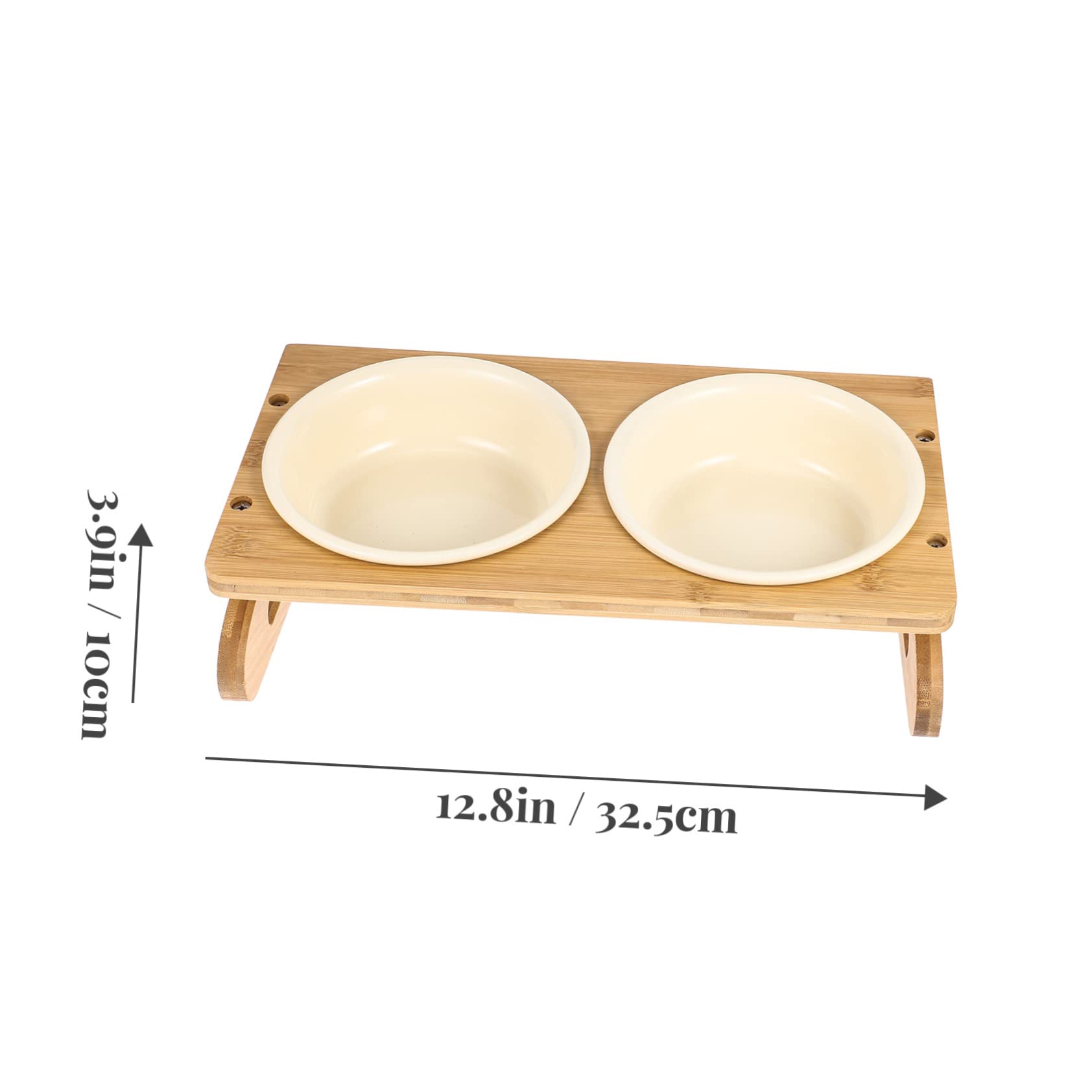 ibasenice Gamelle Chat Céramique Surelevée pour Manger 600ml avec Étagère en Bois pour Chats et Chatons