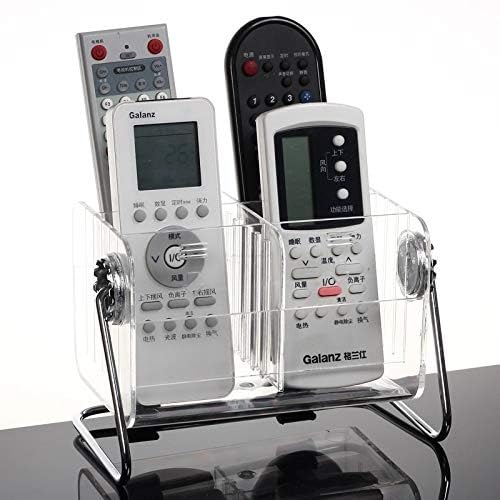 Image of Clear Acrylic Desk Organizer with Remote Holder, Pen Stand and Mobile Phone Holder, Transparent Plastic Multi-Functional Caddy with Metal Stand
