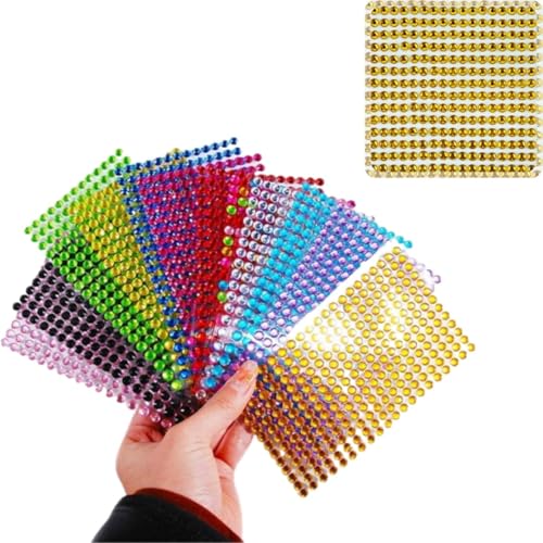 Cartelas Adesivas Strass Meia Pérola, Kit com 5 Cartelas, 1365 Unidades, 5 mm, para Artesanato, Carn