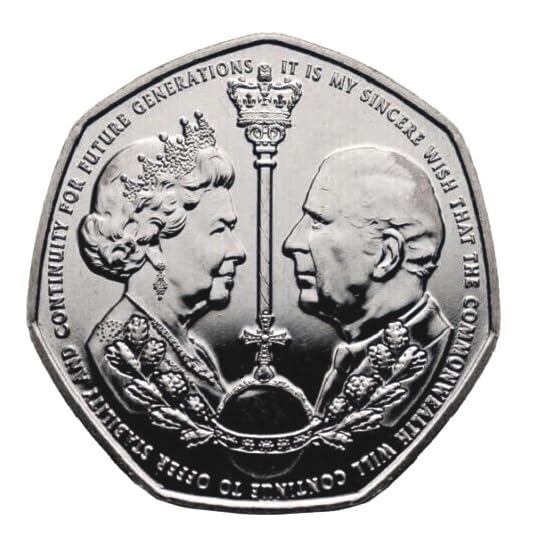 2022 50p Gibraltar End & Beginning of an King Charles Unc 50p in a Heptagon acrylic capsule Holder