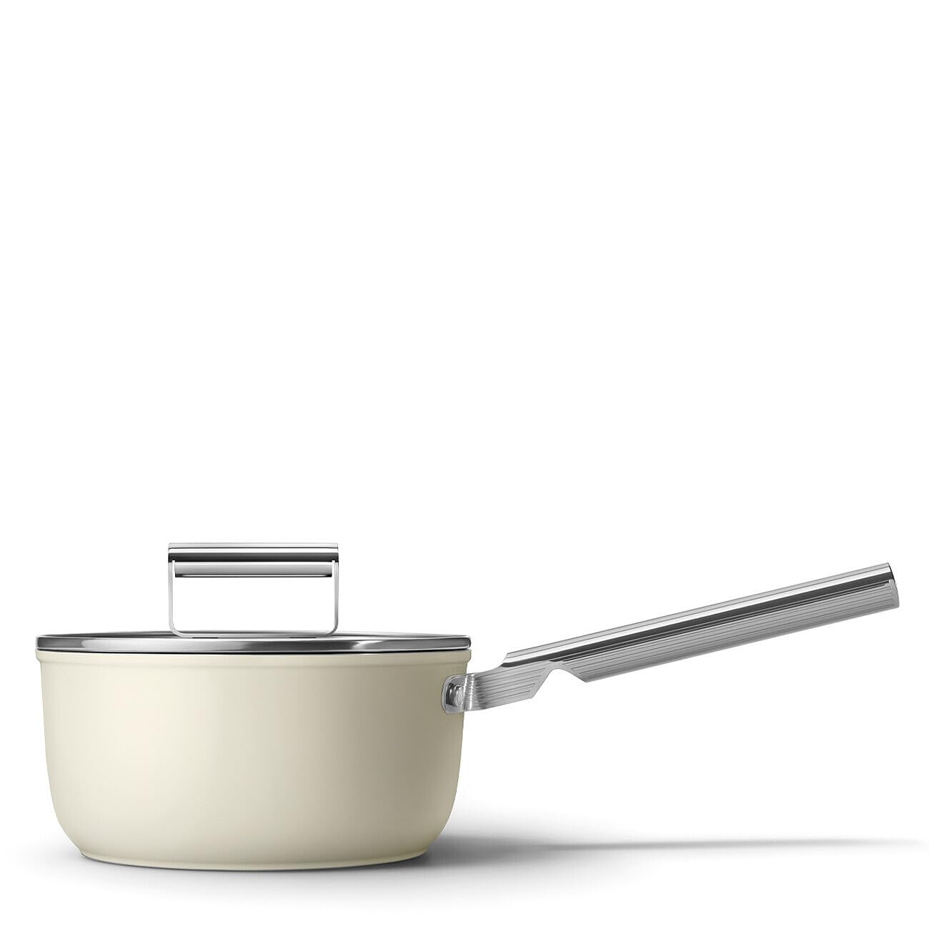 Smeg, SPF2012CRM Antihaft-Kochtopf, Durchmesser 20 cm, PFAS-freie Keramikbeschichtung, Edelstahlgriff, für alle Herdarten geeignet, ofenfest bis 250 °C, Fassungsvermögen 3,1 cl, Mattcreme