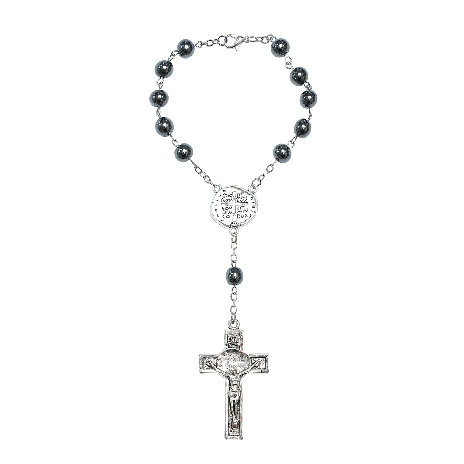 lulucross Decade Auto Rosary for Rear View Mirror, Catholic Bracelet Religious Gift
