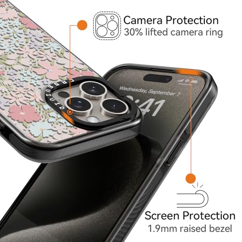 Compatible avec iPhone 15 Pro Max coque noire motif rose 17 cm - 3