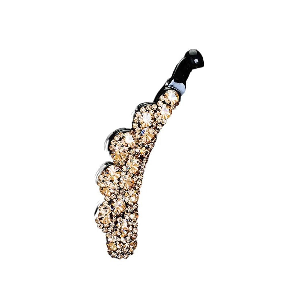 Muiltvoe Gold Elegant Rhinestone Banana Clip Ponytail Holder Hair Clip,Banana Clips for Thin Hair, Women Vertical Clip Hair Clips Accessories,Hair Clips