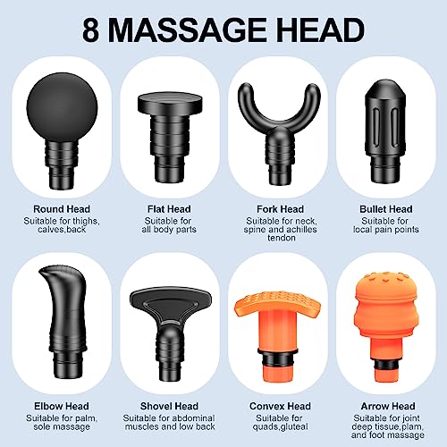 Raemao Massage Gun Deep Tissue, Back Massage Gun For Athletes For Pain Relief Attaching 8 Pcs Specialized Replacement Heads, Percussion Massager With 10 Speeds & Led Screen, Carbon #TOP4