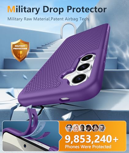 Image of FNTCASE for Samsung Galaxy S25 Case: Dual Layer Heavy Duty Cell Phone Protective Cover Shockproof Rugged with Non-Slip Textured - Military Drop Protection Bumper Tough - 2025, 6.2 inch (Purple)