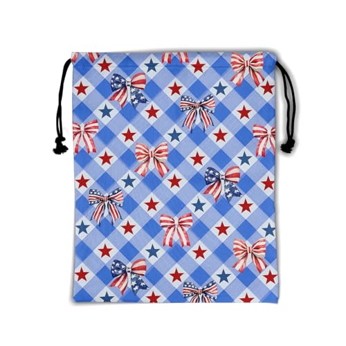 Image of Checkered Stars Gymnastics Grip Bag Small Drawstring Gym Storage Pouch for Gymnasts Holding