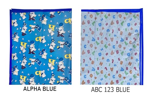Image of EcoSoft Plastic Sheet,PVC Sheet for Kids,Rubber Sheet for Babies,Bed Wetting Protector(90 x 135 cm) (Blue Alphabet & Blue ABC123)