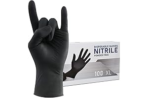 Wostar Black Nitrile Gloves: X-Large, Powder-Free, Touchscreen-Enabled, Non-Sterile