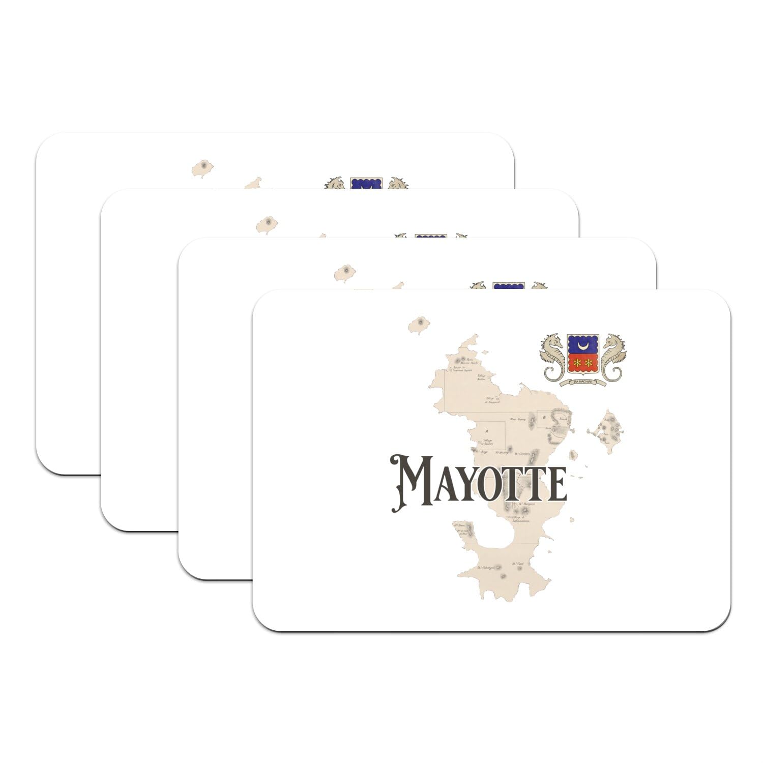 Sets de table Mayotte carte ancienne, cadeau idéal souvenir 976