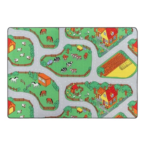 Primaflor Interaktiver Spielteppich BAUERHOF- 140x200 cm, Made in Europe Kinderteppich mit...