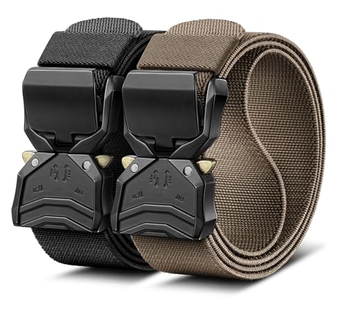 BULLIANT Men Belt 2 Pack,Tactical Stretch Belt Adjustable For Rigger Military Heavy Duty Work 1.5