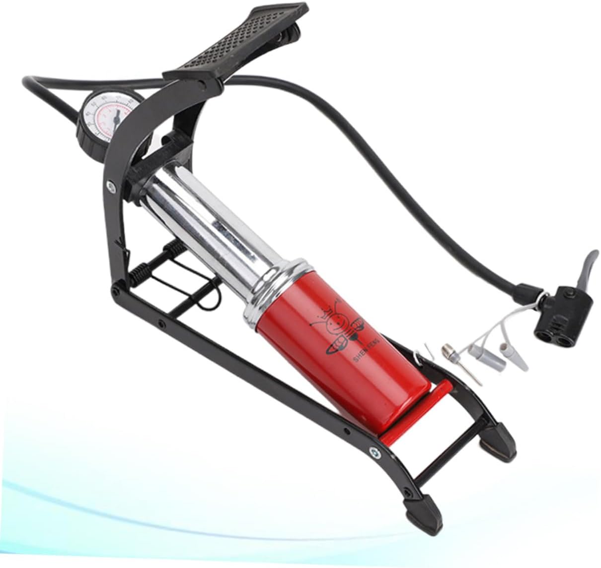 BESPORTBLE High-Pressure Foot Pump Pressure Gauge Portable Mini Inflator for Cars Motorcycles and - Pedal for Pedal Inflation