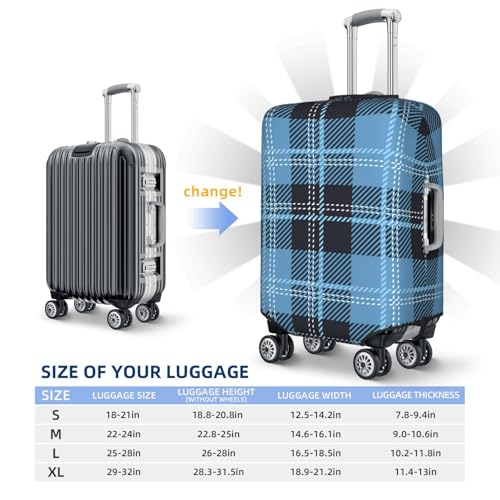 Tartan-In-White-Blue-Colors (2) Luggage Cover, Protective Washable Suitcase Cover - Travel Fashion Elastic Suitcase Protector X-Large3