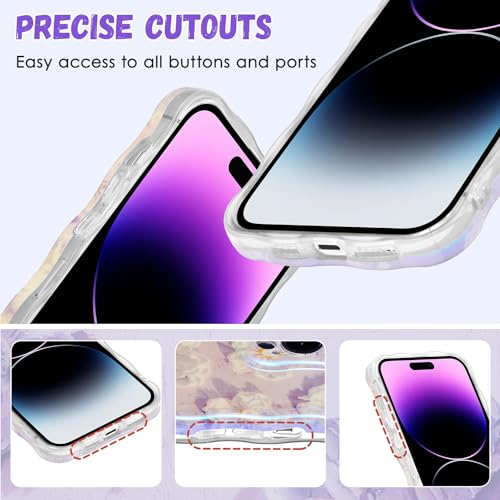 Coque iPhone 14 Pro Max fleur violette bord ondulé antichoc