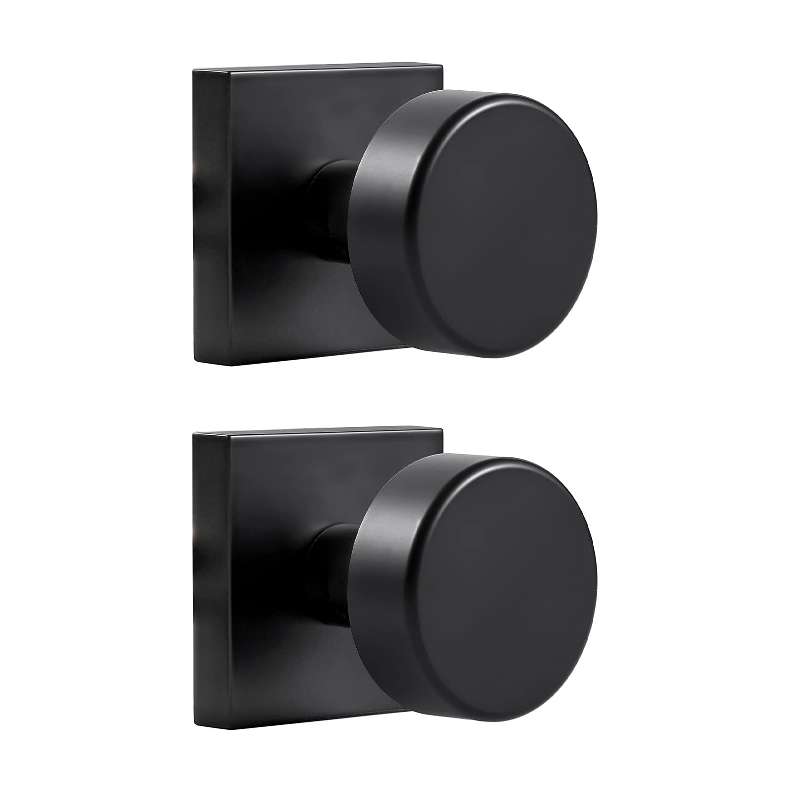 coolnews 2 Pack Black Dummy Door Knobs Interior, Single Sided Square Modern Dummy Door Knob Door Handle for Hall/Closet Doors, Matte Black