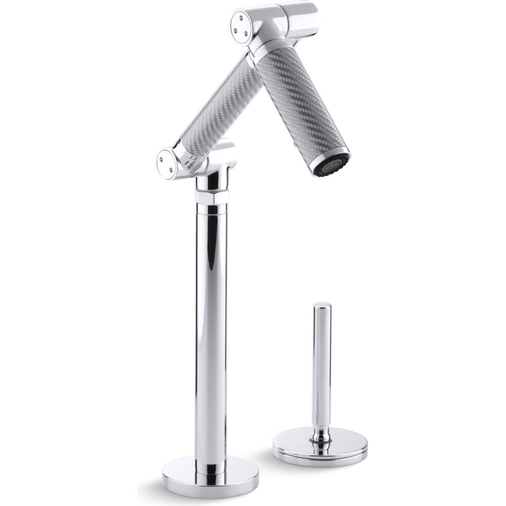 KOHLER K-6268-C11-CP Karbon Deck-Mount Lavatory Faucet with Silver Tube Polished Chrome