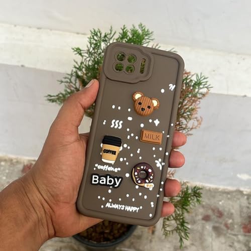 Image of Outlouders Back Cover for Oppo F17 | 3D Cartoon Bear Cute Fun Silicone Full Body Protection Bumper Case (Brown)