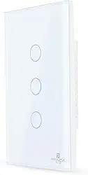 Interruptor Inteligente Touch 1,2,3 e 6 Botões Teclas 4x2 e 4x4 Alexa Google Wifi App Tuya Pandaplus Controle de Voz Automação Bivolt (Branco 3 Botões)