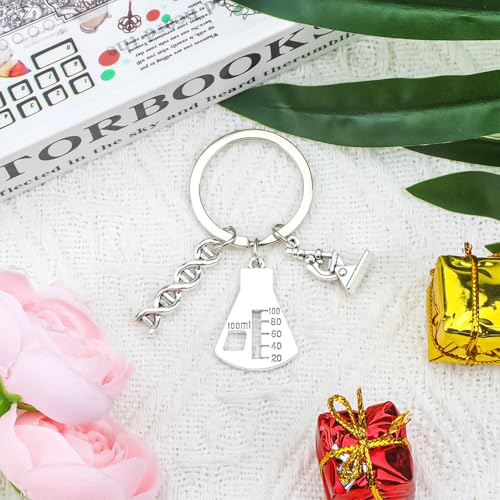 Wissenschaftlicher Schlüsselanhänger Mikroskop Design, Chemie Biologie Schlüsselanhänger, Geschenk für Frauen, Beste Freundin, Lehrer, Aesthetic Keychain