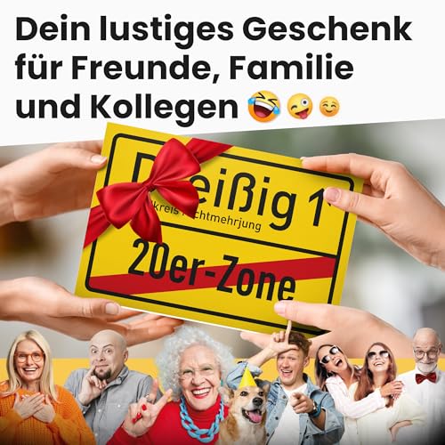 DankeDir! Dreißig 20er Zone - Schild 30 x 20 cm - Geburtstagsgeschenk 30. Geburtstag 30er Männer & Frauen 30 Jahre Geschenk - Geschenkidee Geburtstagsdeko Partydeko Geburtstagskarte