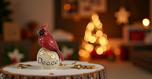Miniatura 5 de Comfy Hour Joyful Holiday Collection - Figura de pedestal de piedra cardenal roja de 6 pulgadas, pájaro de alto brillo, decoración ideal de Navidad