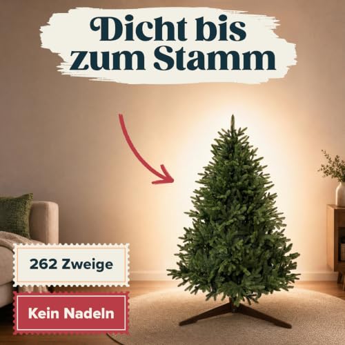 Weihnachtsbaum künstlich 120cm 100% PE Spitzen – TESTSIEGER – Naturgetreu, dichte Zweige… – Ansicht 3