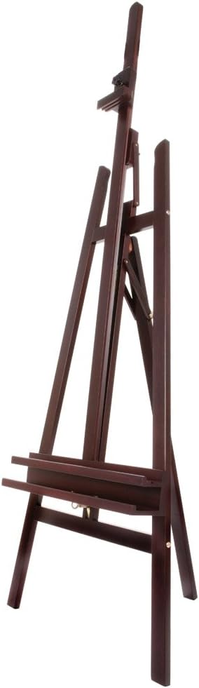 SoHo Urban Artist Wooden A-Frame Lyre Easel Mahogany - Classic Paint Tray, Drafting Table & Table Easel, 96" High, Supports 53" Canvases, Forward Tilt, Folds Flat, Includes Videos