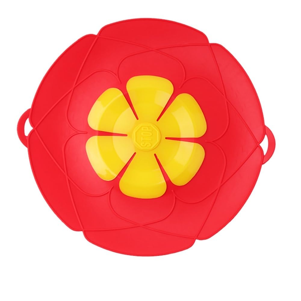 Shungong 2pcs Silicone Spill Stopper Lid - Flower Shape Cover For Pots And Pans - Kitchen Cooking Accessories(Red)