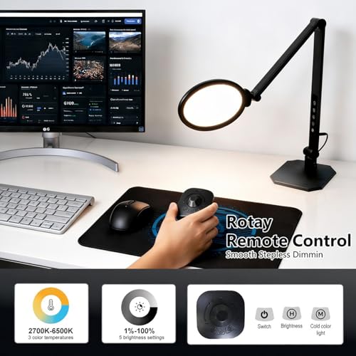 NS LED Desk Lamp 2 Pack, LED Desk Light for Home Office & Video Calls, Adjustable 3000K-6500K Office Lamp with Remote Control, Timer, Memory, CRI95+, Dimmable Desktop Lamp - image 6