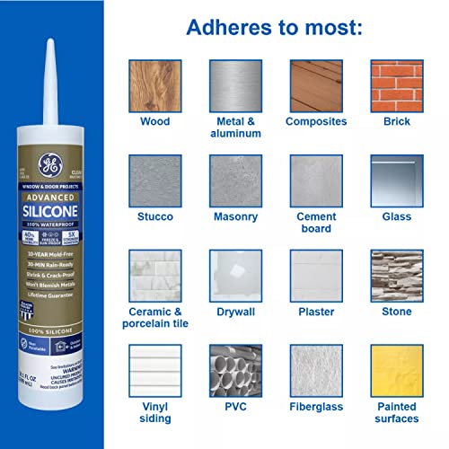 Image of GE Advanced Silicone Window & Door Sealant, 10.1, oz, Brown
