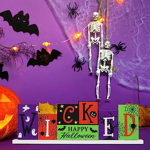 Fall Decor & Halloween Decorations Indoor, Decspas 1 Pc Double-Sided Wooden Fall Decorations For Home, Fall Wicked Sign Thanksgiving Table Decorations Halloween Decor For Mantel, Shelf, Tabletop #TOP3