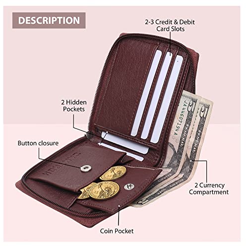 Image of SAMTROH Men's PU Leather Wallet with Flap & Snap Button Closure | Slim Wallet with Coin Pocket, 4 Card Slots, ID Window | Stylish Casual Formal Travel Purse for Men Compact Pocket Size (Brown)