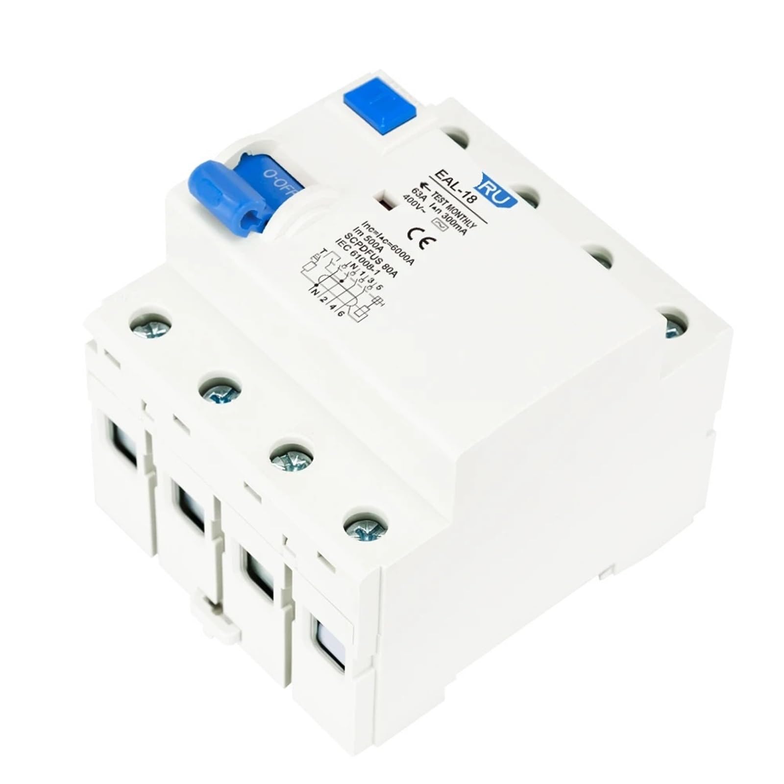 Interruptor diferencial electromagnético CA 2P 20A con corte rápido de 10mA 6