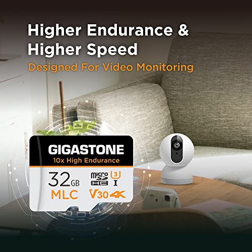 Image of [10x High Endurance] Gigastone Industrial 32GB MLC Micro SD Card 5 Pack, 4K Video Recording, Security Cam, Dash Cam, Surveillance Compatible 95MB /s, U3 C10, with Adapter