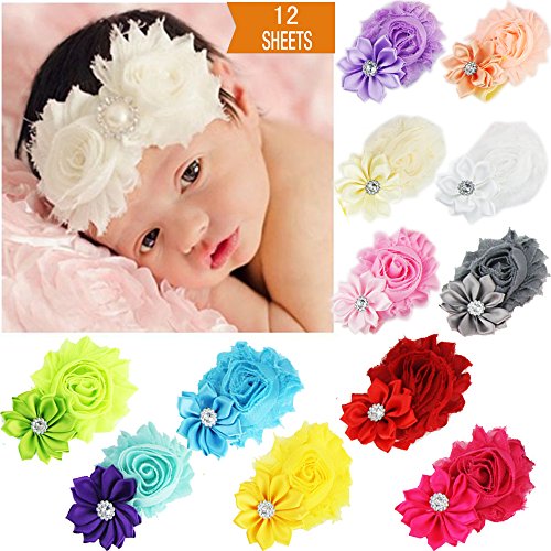 SQDeal Flower Headbands Bulk Hair Bands Head Wrap Headwear for Baby Toddler Girls (NEW Pack of 12)