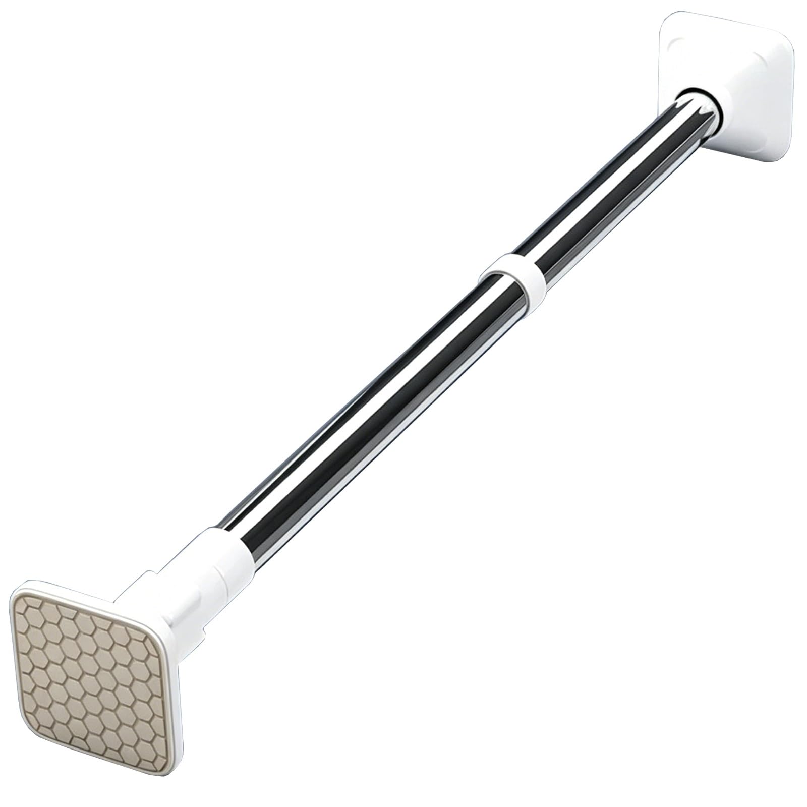 Adjustable Tension Curtain Rod, Stainless Steel Spring Loaded Shower Curtain Rod for Bathroom Windows Closet, No Drilling, Fits 20"-114" Length(90-160cm/35-63in)