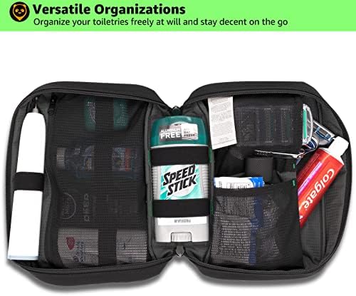 ecomanner Toiletry Bag for Men, Travel Dopp Kit and Wash Pouch with Cloth Nylon, YKK Zipper and Eco Packing 2.5L (Black) 5 ecomanner Toiletry Bag for Men, Travel Dopp Kit and Wash Pouch with Cloth Nylon, YKK Zipper and Eco Packing 2.5L (Black)