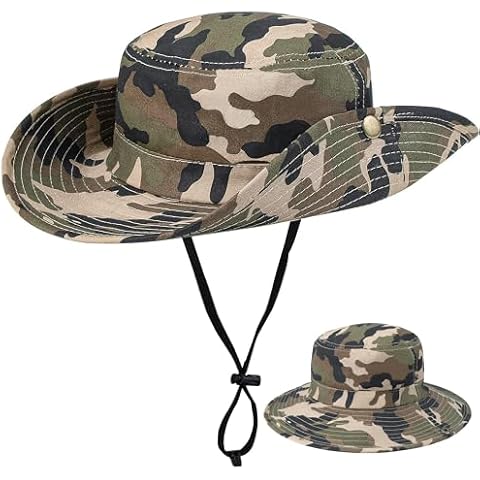 Kids Camouflage Fishing Sun Hat with UV Protection Cover