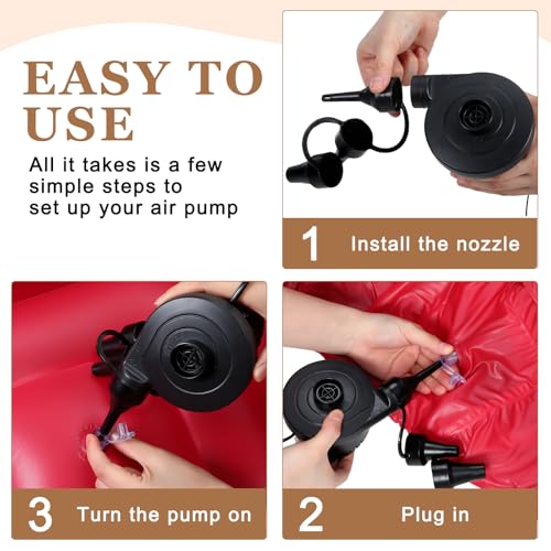 Image of Realspring 9 Pcs Inflatable Bean Bag Chair, Air Pump,Red