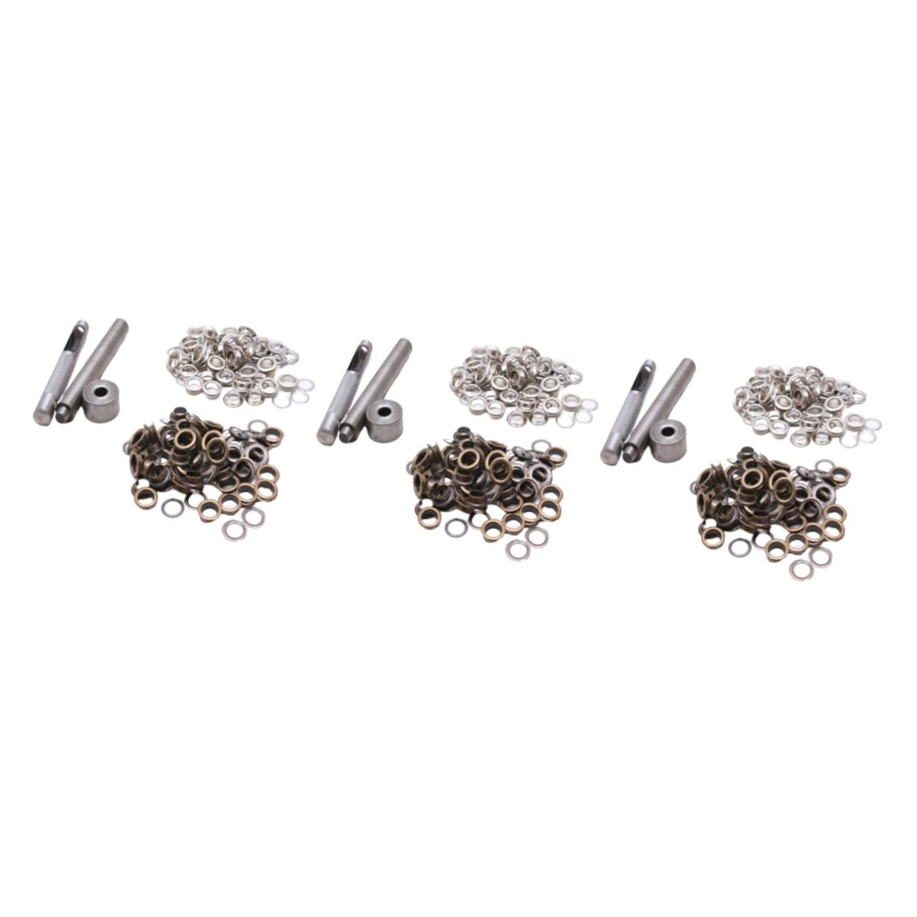 NUOBESTY 300sets Grommet Ottone Con Strumenti Kit Di Occhielli Colorati Per Abbigliamento Scarpe e Progetti Creativi Argento Antico