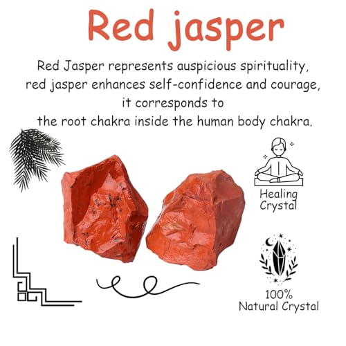 Image of 2Pcs Red Jasper 1.8-2.2 inch Large Healing Crystals Stones Natural Raw Rock Rough Crystals Rocks Red Jasper Stone for Wrapping Decoration Cabbing Wicca Reiki Wire DIY Polishing Gifts