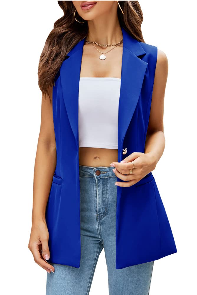 Kedera Womens Sleeveless Vest Blazer Fully Lined Spring Casual Open Front Work Office Tops Jacket Pockets