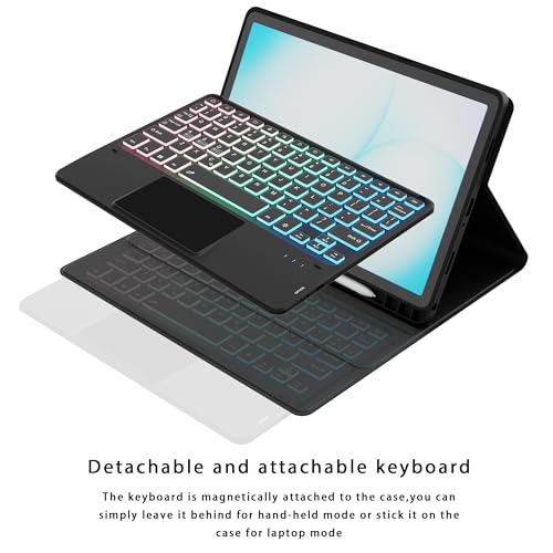 Image of for Samsung Galaxy Tab A11+ Plus /A9 Plus 11 inch Keyboard Case: 3 Zone 7 Colors Backlit Trackpad Keyboard for Galaxy Tab A9+ Plus A11plus - Detachable Smart Touchpad Wireless Key Board Folio Tablet Cover