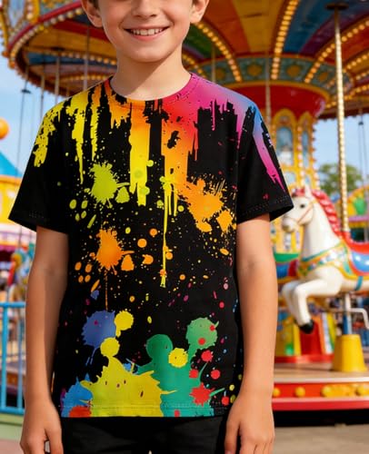 Image of LAIDIPAS Boys Girls 3D Graphic T-Shirt Short Sleeve Tops Tees 6-16 Years | Kids Crewneck Shirts, Vibrant Color, Lightweight and Quick Dry, Trendy Outfits for School, Parties, vacation and Daily Wear