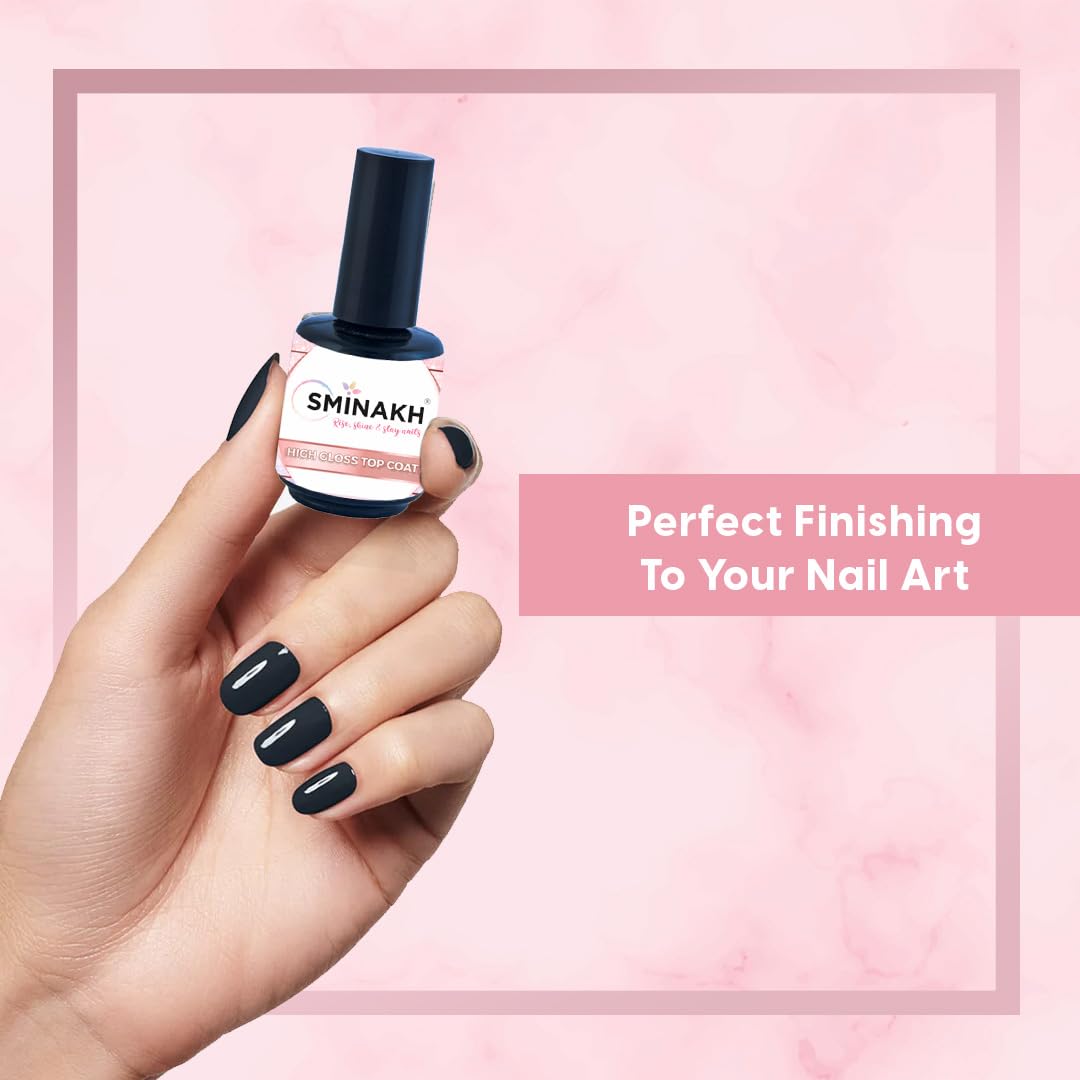 Sminakh Top Coat For Nails Polish 15ML Top Coat Shine Finish Soak Off Nail Lamp Gel Shiny Top Coat With Long Lasting Manicure DIY Home Nail Salon 1