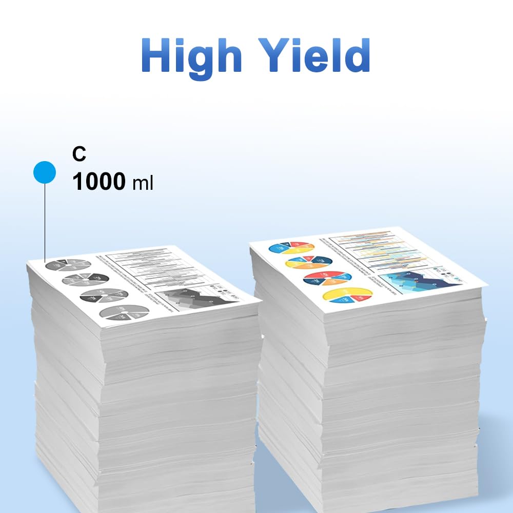 T7412 Dye Sublimation Encre Cyan 1000-ml pour Encre de Sublimation T7412 Compatible pour Epson Surecolor F6000 F7000 F7100 F6070 F7170 F9330 F6200 F7200 F9200 F9300 F9340 F7070