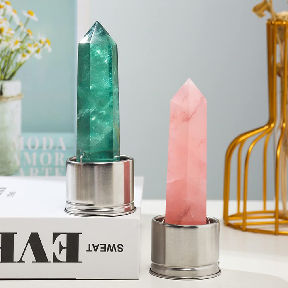 Tyuodna Bouteille d'eau en cristal de quartz naturel amovible Bouteille d'eau en verre de quartz naturel Bouteille d'eau de guérison en quartz naturel Portable Antifuite 550 ml (fluorite