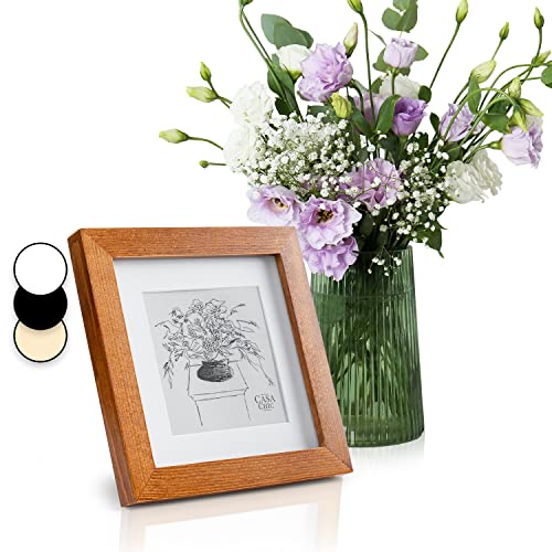 Casa Chic Marco de Fotos, Marcos de Fotos Cuadrado de 18x18 cm, para Mesa y Pared, Casa u Oficina, Marco Fotos Posición Vertical/Horizontal, Hechos de Cristal y Madera para Póster