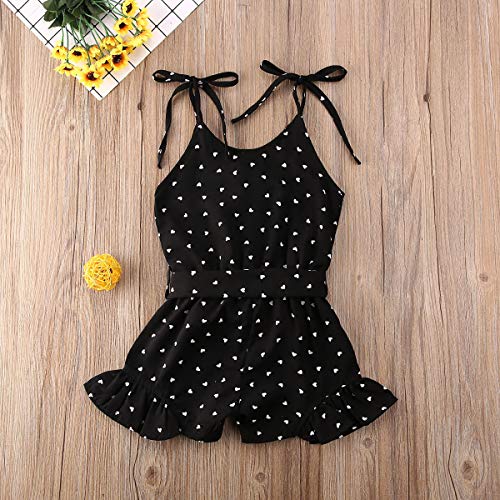 Toddler Kid Baby Girl Strap Sleeveless Romper Halter Heart Jumpsuit Bodysuit Shorts Overalls Summer Outfits Set3